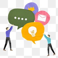 PNG Online communication icons, paper speech bubble collage, transparent background