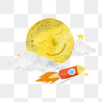 Launching rocket png, aesthetic galaxy paper craft collage, transparent background