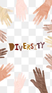 PNG Diversity word, paper craft collage art, transparent background