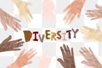 PNG Diversity word, paper craft collage art, transparent background