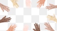 PNG Diverse hands frame, paper craft collage art, transparent background