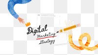 PNG Digital marketing strategy, paper craft collage art, transparent background
