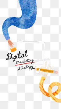 PNG Digital marketing strategy, paper craft collage art, transparent background