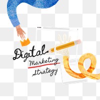 PNG Digital marketing strategy, paper craft collage art, transparent background