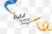 PNG Digital marketing strategy, paper craft collage art, transparent background