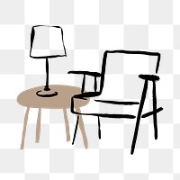 Living room png, aesthetic illustration, transparent background