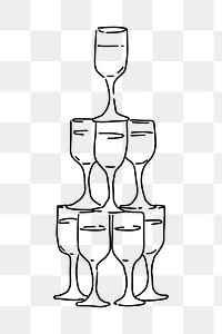 Champagne tower png, aesthetic illustration, transparent background