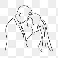 Doodle wedding png, aesthetic illustration, transparent background