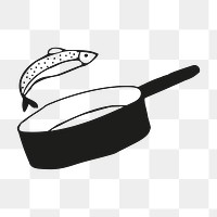 Frying fish png, aesthetic illustration, transparent background