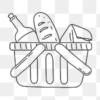 Grocery basket png, aesthetic illustration, transparent background