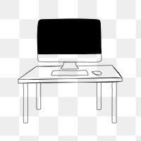 Working desk png, aesthetic illustration, transparent background