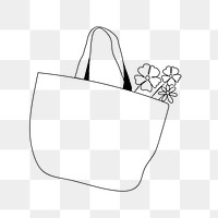 Flower tote png, aesthetic illustration, transparent background