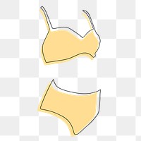 Yellow swimsuit png, aesthetic illustration, transparent background