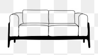 Sofa couch png, aesthetic illustration, transparent background