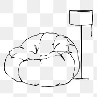 Bean bag png, aesthetic illustration, transparent background