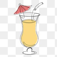 Tropical cocktail png, aesthetic illustration, transparent background