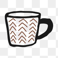 Doodle cup png, aesthetic illustration, transparent background