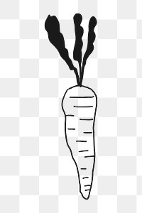 Carrot doodle png, aesthetic illustration, transparent background