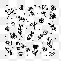 Flower doodle png, aesthetic illustration, transparent background