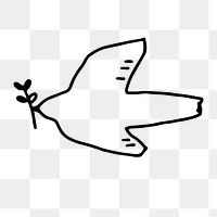 Peace dove png, aesthetic illustration, transparent background