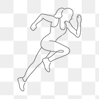 Running woman png, minimal line art illustration, transparent background