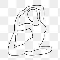 Yoga woman png, minimal line art illustration, transparent background