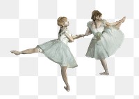 PNG Dancing ballerinas, vintage illustration, transparent background