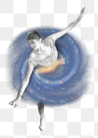 PNG Dancing ballerina, spiral nebula remix, transparent background