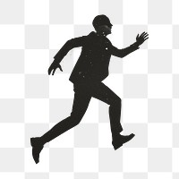 PNG Running businessman silhouette, transparent background