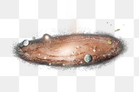PNG Spiral nebula, floating planets galaxy graphic, transparent background