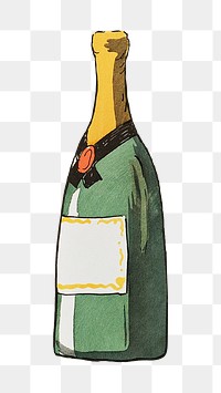 PNG Champagne bottle, alcoholic beverage illustration, transparent background