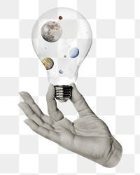 PNG Galaxy light bulb, surreal space remix, transparent background