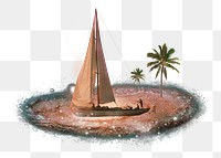 PNG Sailboat on nebula, Summer galaxy remix, transparent background