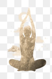 PNG Yoga woman, galaxy silhouette remix, transparent background