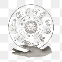PNG Astrology horoscope chart, fortune telling art, transparent background