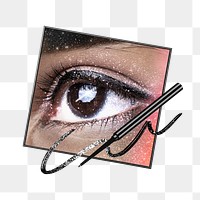 PNG Woman's galactic eyes, sparkly makeup, transparent background