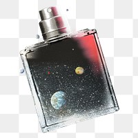 PNG Galaxy perfume bottle, aesthetic beauty remix, transparent background