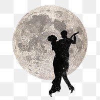 PNG Dancing couple silhouette, galaxy remix, transparent background