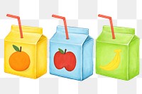 PNG Juice boxes, healthy drinks illustration, transparent background