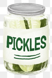 PNG Jar of pickles, vegetable food illustration, transparent background