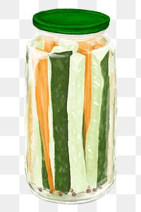 PNG Jar of pickles, vegetable food illustration, transparent background