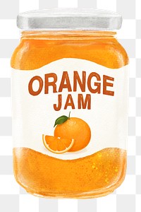 PNG Orange jam jar, bread spread illustration, transparent background