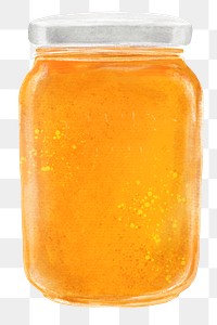 PNG Orange jam jar, bread spread illustration, transparent background