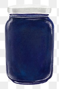 PNG Blueberry jam jar, bread spread illustration, transparent background