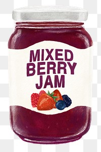 PNG Mixed berry jam jar, bread spread illustration, transparent background