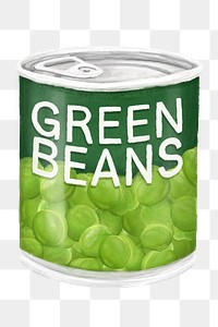 PNG Canned green beans, food illustration, transparent background