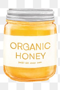 Organic honey jar png, food illustration, transparent background