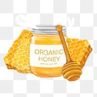 Organic honey jar png, food illustration, transparent background