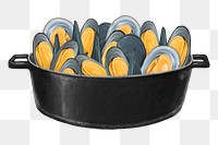 PNG Boiled mussel, shellfish seafood illustration, transparent background