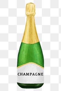 PNG Bottle of champagne, alcoholic drinks illustration, transparent background